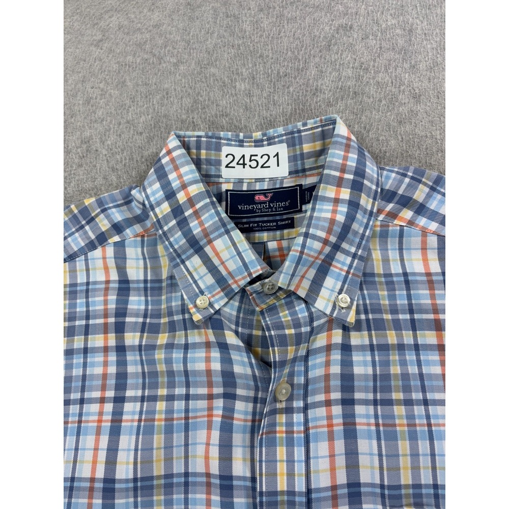 Vineyard Vines Slim Fit TUCKER Plaid Button Down Shirt (Men's Large) Blue - Picture 4 of 11
